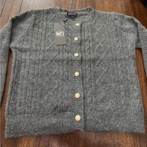 Christina Charcoal Button-Up Cardigan size large new with tags 80% wool